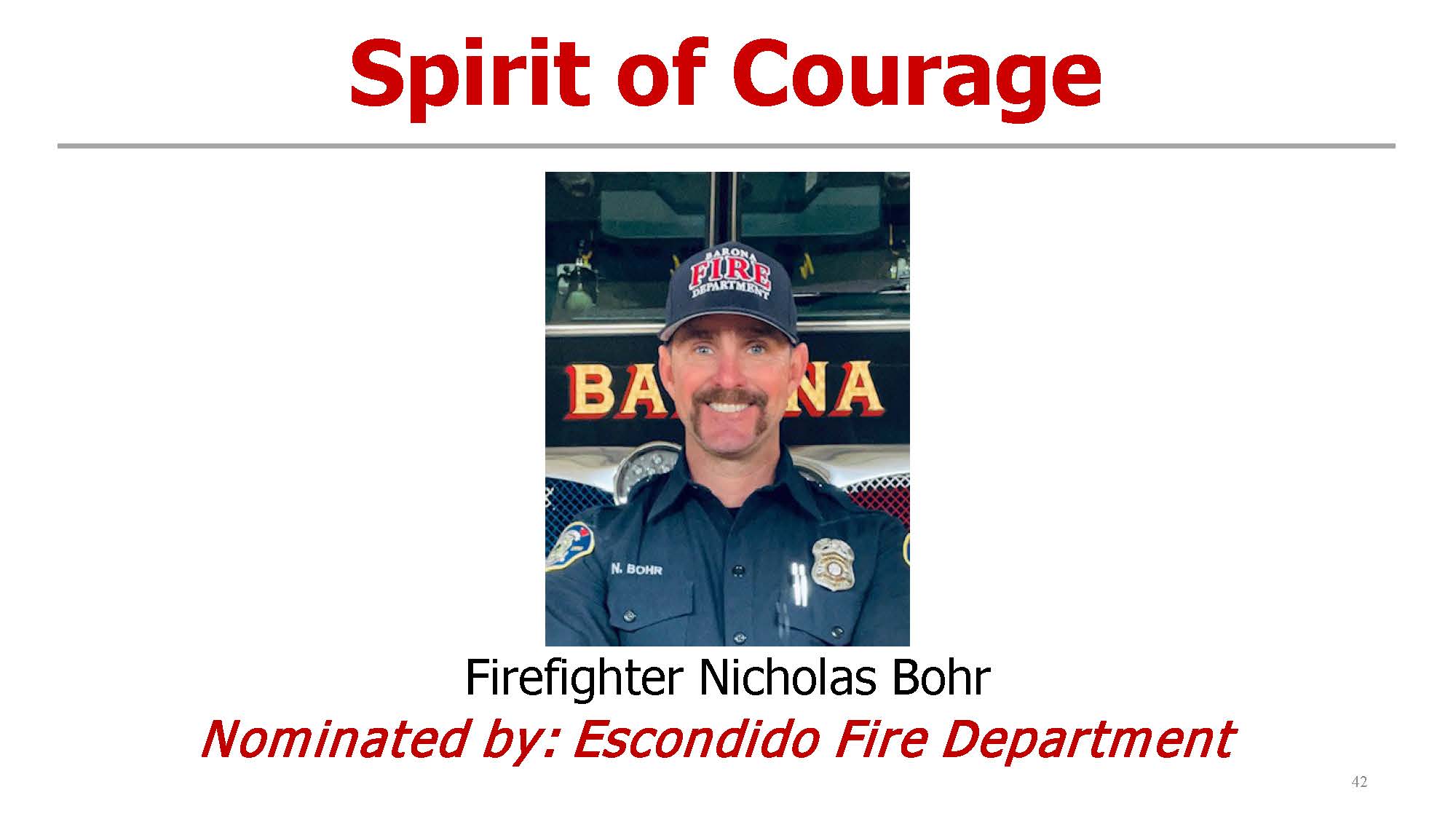 Spirit of Courage Award- Firefighter Nicholas Bohr