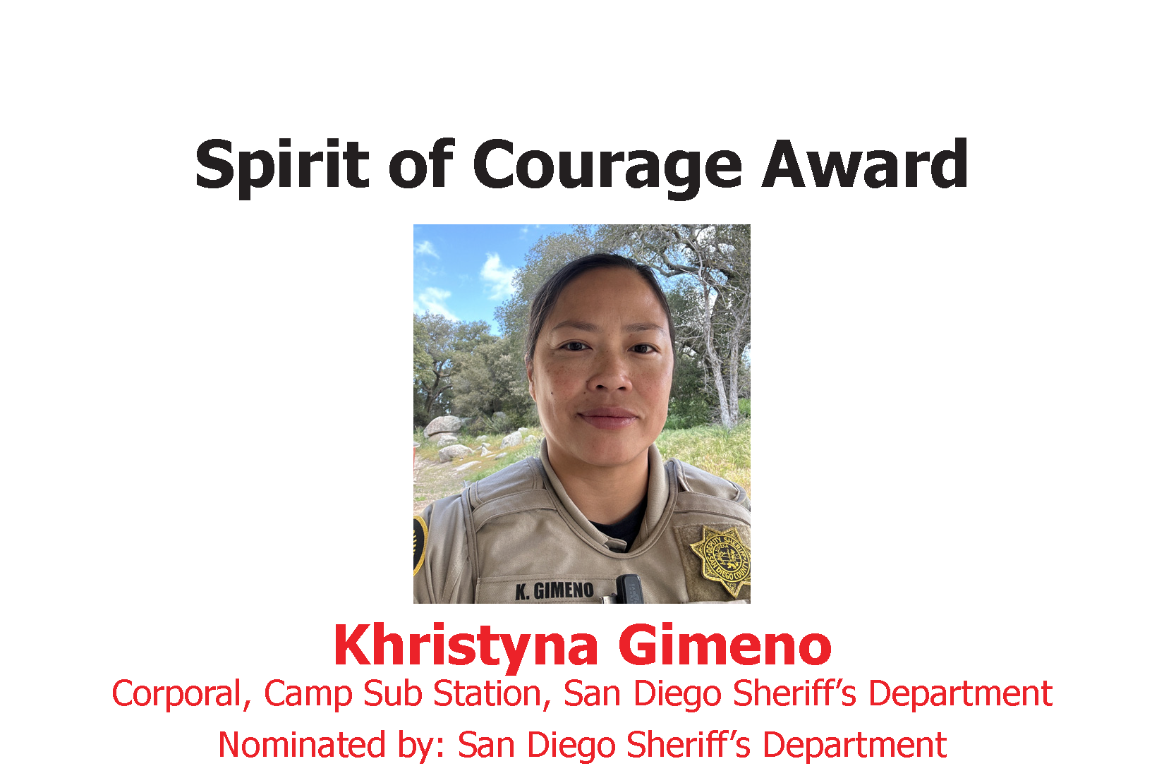 Spirit of Courage Award: Khrystina Gimeno